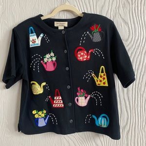 Adorable Vintage Bechamel Petites Cottagecore Appliqué Sweater
